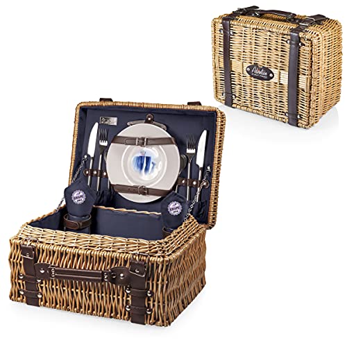 Picnic TIME Disney Pixar UP Champion Wicker Picnic Basket for 2 with Deluxe Cutlery Service Kit, Large Suitcase Style Picnic Set with Leatherette Handle, (Navy Blue) - color: Disney Pixar Up - Navy Blue