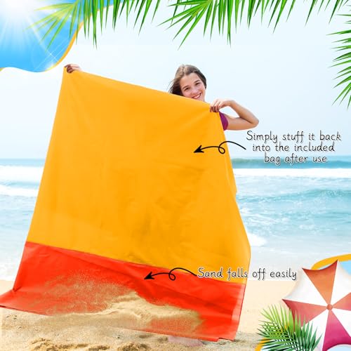 Drydiet Extra Large Beach Blanket Sandproof Waterproof 10 x 9 ft Beach Mat for 2-8 Adults Oversized Quick Drying Outdoor Picnic Blanket Lightweight Sand Free Mat for Travel Camping Hiking(Yellow) - color: Yellow