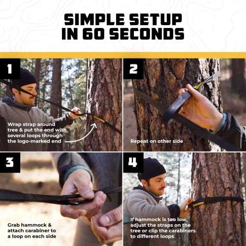 Wise Owl Outfitters Camping Hammock – 500lbs Portable Hammock with Tree Straps - Travel, Backpacking, Hiking, Outdoors Camping Gear - Single or Double - color: Black & Grey, size: Single