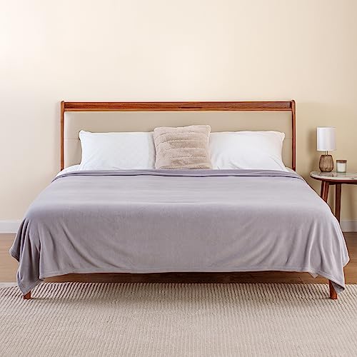 Berkshire Blanket Microfleece Queen Size Bed Blanket Chateau Gray,Lightweight Soft Breathable Plush Micro Fleece Blanket for Bed Couch Sofa,90x90 Inches - color: Chateau Gray, size: Full/Queen