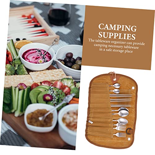 Camping Utensil Set with Carrying Bag Portable 10-Piece Travel Tableware Set Lightweight Cutlery for Picnics Backpacking and Outdoor Dining
