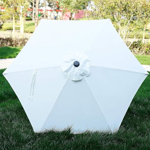 Blissun 7.5 ft Patio Umbrella, Yard Umbrella, Outdoor Market Umbrella with Push Button Tilt Crank (Creamy White) - color: Light Beige