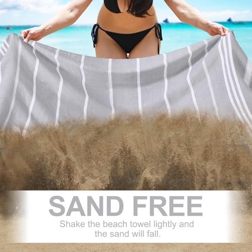 Genovega 6 Packs Oversized Turkish Beach Bath Towel Set Bulk 74"x38" Extra Large Sand Free Quick Dry Swim Camping Pool Clearance Towels Travel Blanket Adult Essentials Light Blue Grey Coral Stripe - color: Multi Stripe Two