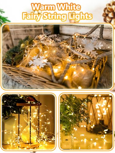 4 Pack 100 LED Fairy Lights Battery Operated with Remote, 33FT Waterproof Twinkle Lights with Timer & 8 Modes, Fairy String Light Outdoor Indoor for Bedroom Classroom DIY Christmas Decor (Warm White) - color: Warm White, size: 4 Pack