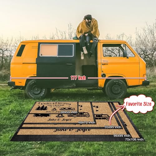 Custom Outdoor Rug for Camping Making Memories RV Trailer Decor Camping Rug for Outdoors, Backyard, Patio, Picnic, Beach, 70 x 108 Inch, 23 RV Optional - color: Making Memories, size: 5'10" x 9' (Rectangular)