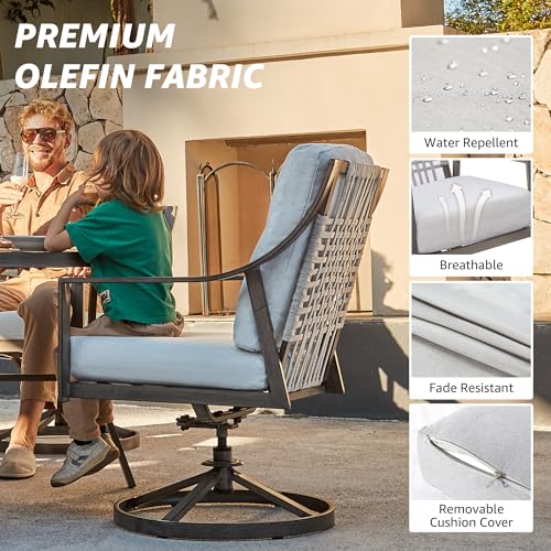 NATURAL EXPRESSIONS 5-Piece Outdoor Patio Dining Set, 4pcs Patio Swivel Rocking Chairs and 38’’ Round Dining Table with 1.65’’ Umbrella Hole - size: 5pcs Dining Sets
