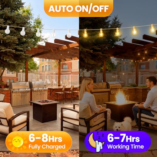Mlambert 25FT Solar Powered String Lights Outdoor, Waterproof Solar Patio Light String with 10+1 Shatterproof LED G40 Bulbs for Backyard Garden-White - color: White