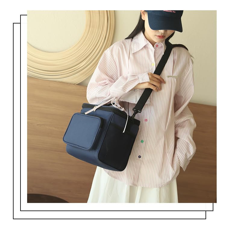 Insulated Picnic Bag Reusable, 2024 Updated Outdoor Gear Insulated Cooler Bag Collapsible Portable Picnic Basket Cooler, for Hot Or Cold, Picnic, Food Delivery, 10.63 * 7.09 * 9.25 Inch (Dark Blue) - color: Dark Blue