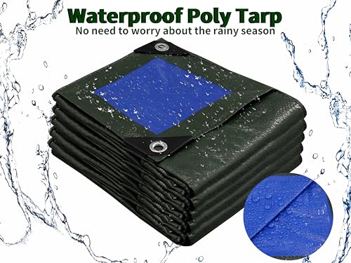 TARPAL Tarps 9x12 Feet Green Tarp Waterproof Lightweight tarps Multipurpose Protective Cover All Purpose Poly Tarps Cover for Firewood Outdoor Furniture etc - color: Green/Blue, size: 9x12 Feet-Finished size