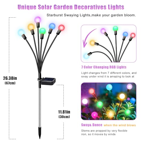 NBQQ Solar Garden Lights Outdoor, Swaying Light Waterproof Solar Lights Outdoor for Yard Pathway Patio, Swaying Lawn Decor as Gardening Gifts for Women Holiday (Multicolor, 4 Pack) - color: Multicolor, size: 4 pack