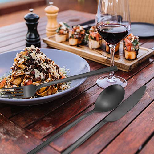 AARAINBOW 6 Pieces Stainless Steel Flatware Set Portable Reusable Cutlery Set Travel Utensils Set Including Chopsticks Knife Fork Spoon Straws Cleaning Brush Dishwasher Safe (B-Black) - color: B-Black