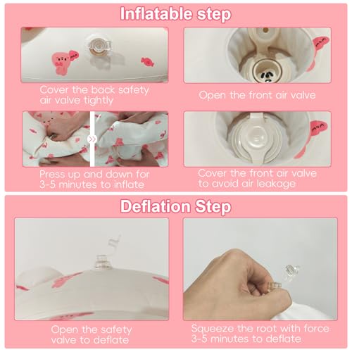 Inflatable Baby Seat for Babies 3-36 Months, Baby Chair with Fence & Built in Air Pump, Blow Up Floor Baby Seat with Back Support, Inflatable Baby Chair Sit Me Up for Home, Travel Pink Rabbit Fence - color: Pink Rabbit