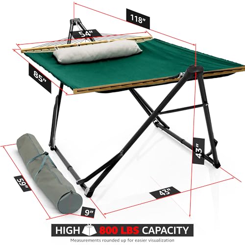 Tranquillo Unity Adjustable Hammock Stand; Premium Quality, 800 lbs Capacity, 30-Second Easy Setup, Durable Steel Frame, Pre-Assembled and Portable for Indoor & Outdoor Use, Emerald Green - color: 4. Emerald Green, size: Large