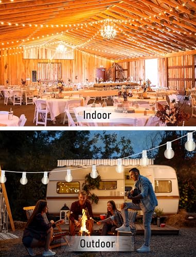 25FT Frosted White Lights G40 Globe Outdoor String Lights Patio Lights with 25 Frosted White Globe Bulbs - White Wire - color: 25FT Frosted white, size: 25 Feet