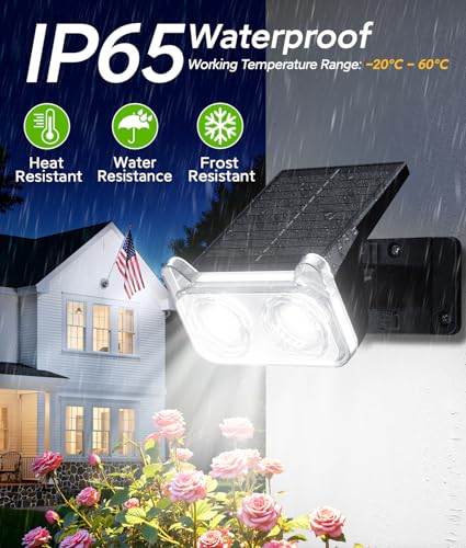 LETMY Solar Lights Outdoor Waterproof IP65, 4 Pack Solar Spot Lights Outdoor With 14 Big LEDs, 2-in-1 Wall Lights & 2 Modes Solar Powered Landscape Spotlights for Garage Pathway Yard Decor Garden Gift - size: 4 PACK