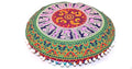 CRAFT KALA 22" Bohemian Floor Pillow Pouf Cover Mandala Boho Large Round Meditation Room Pillow Covers for Adults Seating Poufs Cushion Cover for Kids Playroom Multi 6 Color