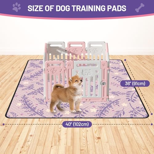 Washable Dog Pee Pads - Absorbent Reusable Puppy Training Pads, Waterproof Leak - Proof & Non - Slip for Crate Whelping Potty Training 36x41 (Pack of 2) - color: Purple Multicolor, size: 36x41in(Pack of 2)
