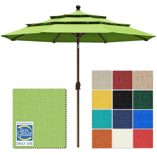 EliteShade USA 10-Year-Non-Fading 10ft 3-Tier Market Patio Umbrella, Commercial Grade Outdoor Table Umbrella with Crank Open, Windproof & UPF 50+ UV Protection, Heavy Duty Ventilation for Garden, Deck, Pool, Backyard, Beach & Bistro, Macaw Green - color: