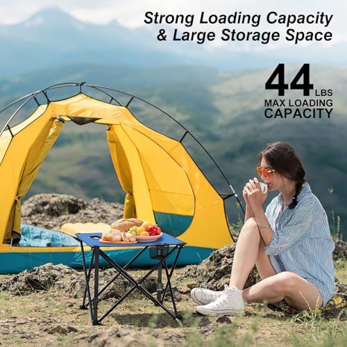 Moclever 2PCS Foldable Camping Table–Ultralight Portable Table with Cup Holders&Carry Bag, Perfect for Outdoor Adventures,Picnic,Beach, BBQ,Hiking & Home Use - style: 2Pcs Blue