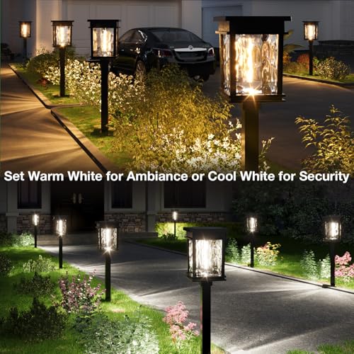 XMCOSY+ Solar Pathway Lights, 50 LM Bright Solar Lights, Garden Outdoor Waterproof Light IP65, 2-in-1 Landscape Lighting, Outdoor Light for Yard, Path, Walkway, Driveway (Warm & Cool) - size: 4 Pack
