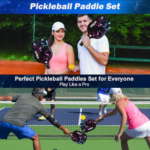 Pickleball Paddles Set of 2 or 4, or Single Paddle – USAPA Approved Fiberglass Surface Pickleball Rackets Set for Men & Women - color: Black*2