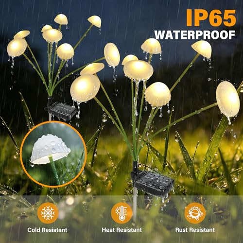 Solar Garden Lights Outdoor, 4Pack Solar Lights Garden Decor, Swaying Mushroom Lights Waterproof for Yard, Patio,Pathway Decoration,Gifts for Women,Mom(Warm White) - size: 4 Pack