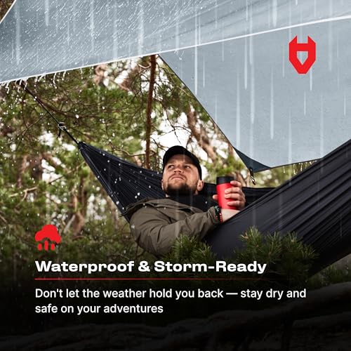 Rain Fly12x10 Lightweight Survival Camping Tarp; 100% Waterproof; Makes a Great Backpacking Tarp or Hammock Shelter; Comes in Multiple Colors, Survival Bracelet Included; Grey - color: 12x10 Grey