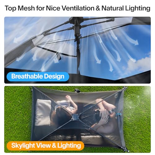 EighteenTek® Upgraded Shower Tents with Hub, Camping Privacy Tent, 2-Room Privacy Shelter with Floor & Dual Doors, Portable Camping Toilet & Changing Tent, 83" x 47" x 77.6"H - color: Black, size: 83"l X 47"w X 78"h