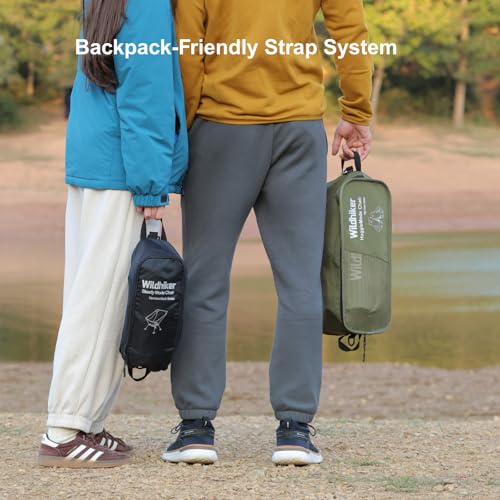 Wildhiker Compact High Back Camping Chair - Foldable with Dual Sitting Modes, Pillow, Arm Pads and Side Pockets - Lightweight Portable Chair for Motorcycle, RV, Festival, Travel - Green - color: Green