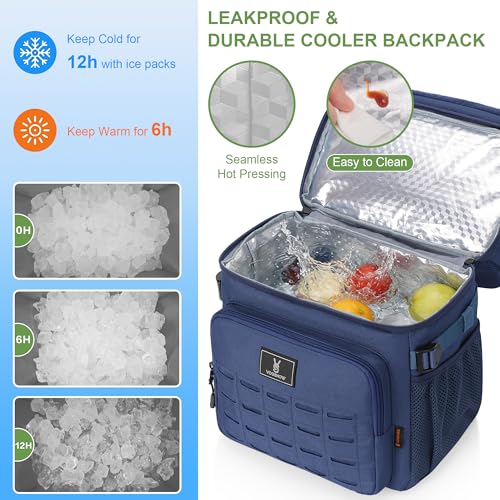 Large 36 Cans Insulated Waterproof Cooler Backpack for Men Women, Double Deck Leak Proof Cooler Bag for Camping, Hiking, Fishing - color: Blue