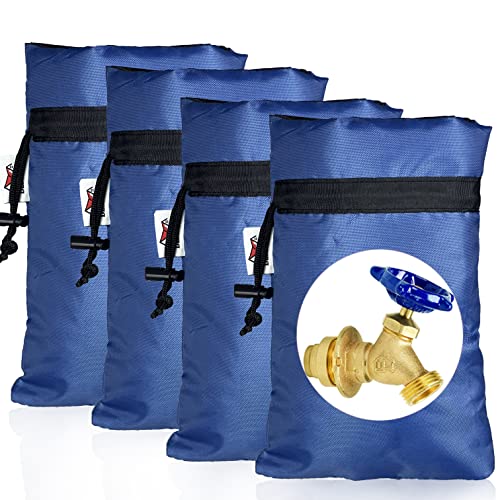 Enlarge Outdoor Faucet Cover for Winter Freeze Protection, 3M Thinsulate, 10”H x 6.3”W Hose Bib Covers for Wall Taps Outside, Waterproof & Frost Free Insulated Spigot Cover, 4 Pcs Faucet Socks - Blue - color: Blue, size: 6.3"W x 10"H (4pcs)