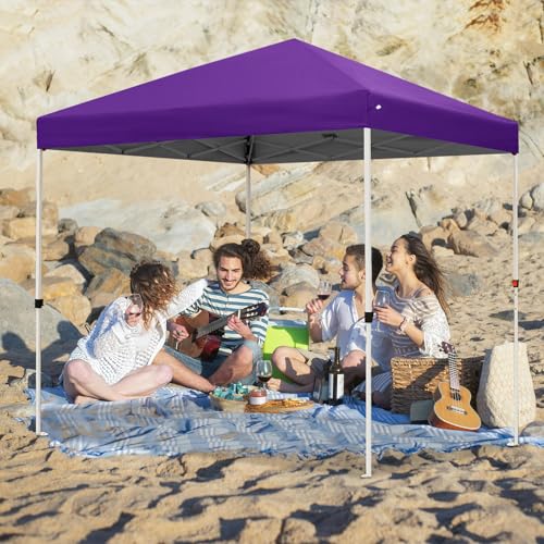 Northroad 8X8 FT Pop Up Canopy, Outdoor Instant Canopy Tent w/Carrying Bag, Portable Gazebo Shelter for Wedding Party,Commercial Event,Patio,Garden,Beach -Purple - color: Purple, size: 8x8