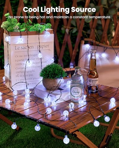 Brightown Solar String Lights Outdoor 60 Led 35.6 Feet 8 Lighting Modes Globe Waterproof Solar Powered Patio Lights for Garden Yard Porch Wedding Party Decor (Pure White) - color: White, size: 1 Pc