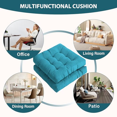 Tiita Outdoor Cushions Square Floor Pillow Thicken Tufted Seat Pad Large Floor Cushion for Yoga Meditation Living Room - color: Square|blue, size: 2 Count (Pack of 1)