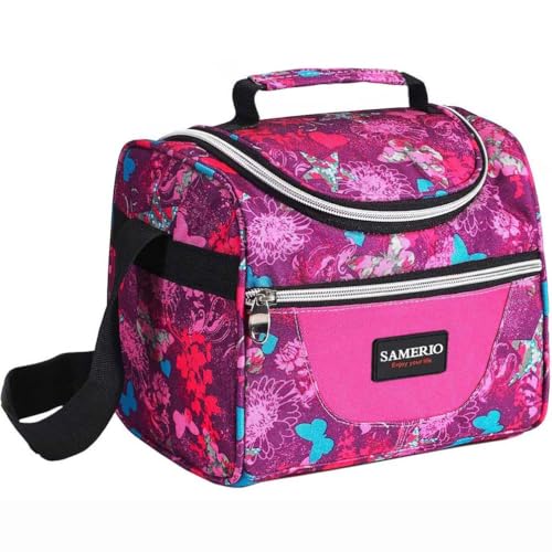 Lunch Bag for Kids Coole Lunch Box Tote for Women Girls Boys Children Student Insulated Bento Bag for School Work Picnic Outdoor Activities - color: 7L Rose