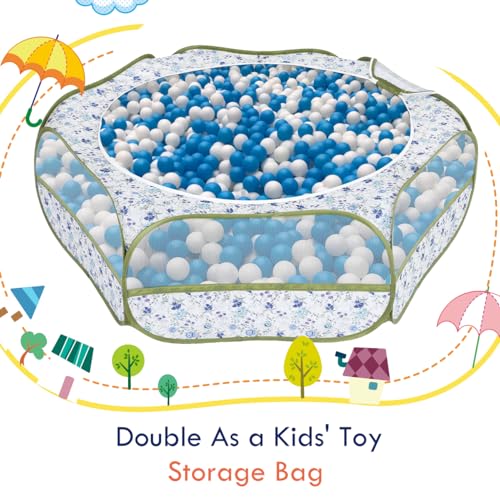 Pawaboo Small Animals Playpen, Waterproof Small Pet Cage Tent with Zippered Cover, Portable Outdoor Yard Fence with 3 Metal Rod for Chick/Kitten/Puppy/Guinea Pig/Rabbits/Hamster, Blue + White Flower - color: T-Blue + White Flower