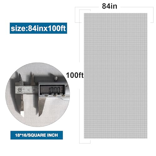 NeatiEase Window Screen Roll, 84"x100' Adjustable Flexible Fiberglass Screen Door Mesh - DIY Replacement Kit for Patio Porch Door Windows and Sliding Screen Doors(Black) - color: Black, size: 84in(W)x100ft(L)
