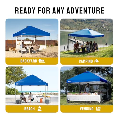 CROWN SHADES 12x12 Pop Up Canopy Outside Canopy, Patented One Push Tent Canopy with Wheeled Carry Bag, Bonus 8 Stakes and 4 Ropes, Blue - color: Blue, size: 12x12