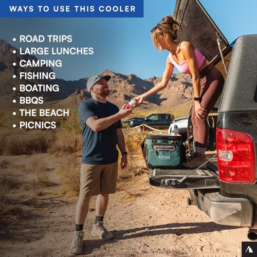 Titan by Arctic Zone Deep Freeze Cooler - Zipperless Hardbody Cooler - Deep Freeze Insulation, HardBody Liner, and SmartShelf - color: Seagrass, size: 16 Can
