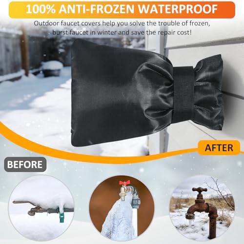 TUPI 2 Pack Outdoor Faucet Covers for Winter | Pro Freeze Protection | Waterproof Spigot Cover, Reusable Winter Insulated Faucet Pipe Protector for Outside Spigot, Hose bib, Water Tap, 8.5" H x6.1 W