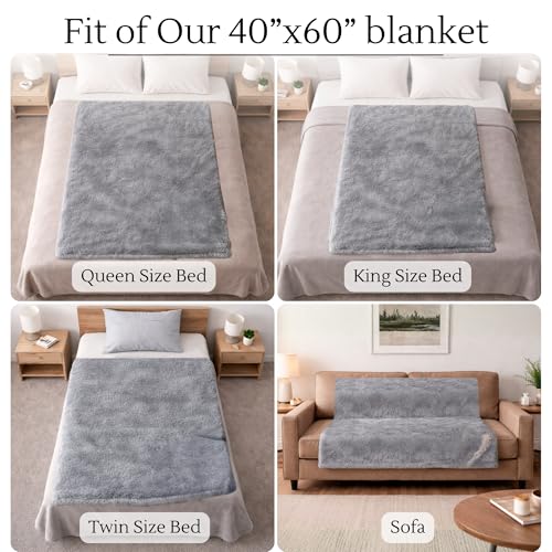 Waterproof Throw Blanket (40"x60") – Reversible Fleece & Sherpa, TPU Leakproof Stain Resistant Couch & Sofa Cover, Bed Protector – Machine Washable - Gray - color: Gray, size: 40 x 60 inch
