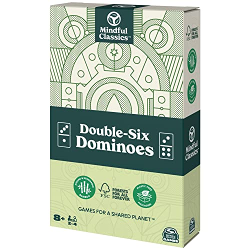 Mindful Classics, Double-Six Wood Dominoes Set Sustainable Classic Games with Wood Storage Case, for Adults and Kids Ages 8 and up - color: Double 6 Wood Dominoes Set