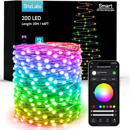 BrizLabs Smart Fairy Lights, 66ft 200 LED July 4th Lights Work with Alexa & Google Home, Patriotic Fairy Light Red White & Blue String Lighting Green Wire for 4th of July Christmas Halloween Party - color: 200 LED Smart (Green Wire)