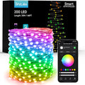 BrizLabs Smart Fairy Lights, 66ft 200 LED July 4th Lights Work with Alexa & Google Home, Patriotic Fairy Light Red White & Blue String Lighting Green Wire for 4th of July Christmas Halloween Party - color: 200 LED Smart (Green Wire)