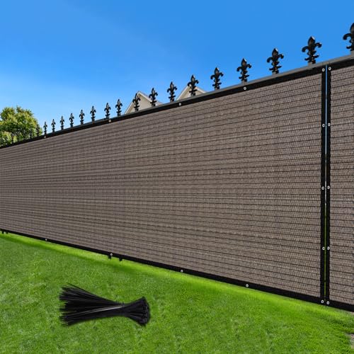 LOVE STORY 4'x12' Fence Privacy Screen Outdoor Mesh Fencing Covers Screen Fence Wind Block with Grommets for Patio Garden Wall Backyard, Brown (We Make Custom Size) - color: Brown, size: 0 4'x1 2'