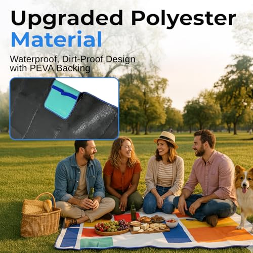 scuddles Extra Large Picnic Blanket – 80" x 80" Waterproof Outdoor Mat with Soft 3-Layer Comfort, Foldable Design & Carry Strap for Beach, Camping, Parks, Hiking & Family Picnics - color: Green