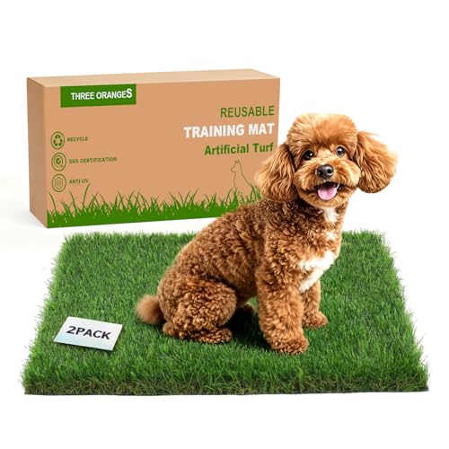 Washable Artificial Grass Pads for Dogs, 2-Pack 14x18 in Reusable Turf Mats, Realistic Grass for Indoor Puppy Potty Training. - size: 2pcs | 14x18