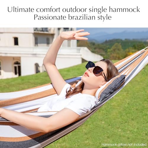 PNAEUT Single Hammocks for Outside, Replacement Outdoor Tree Hammock for Indoor Patio Porch Garden (Coffee, Small) - color: Coffee, size: Small