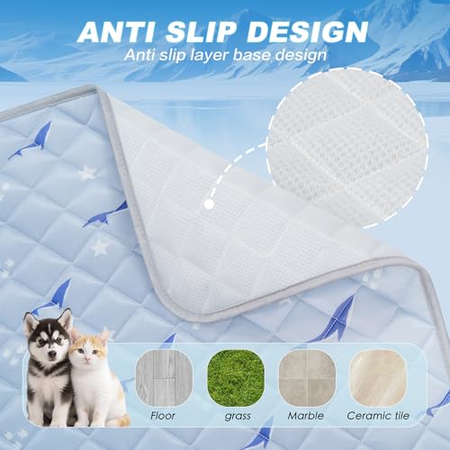 Dog Cooling Mat, Cooling Mat for Dogs, Breathable Dog Bed with Non-Slip Design, Portable & Washable Pet Pad for Indoor, Outdoor, Crate, Summer Cat Bed, Cool Pet Pad, Gel-Free, 21"x27" - size: 21"x27"(S)