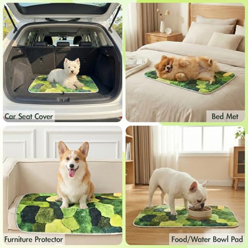 Washable Pee Pads for Dogs, 30" x 17" Faux Moss Reusable Puppy Pads for Dog Potty Training, Durable Absorbent Leakproof Dog Grass Pad for Crate Couch Car Seat Pet Bed Home Indoor Use